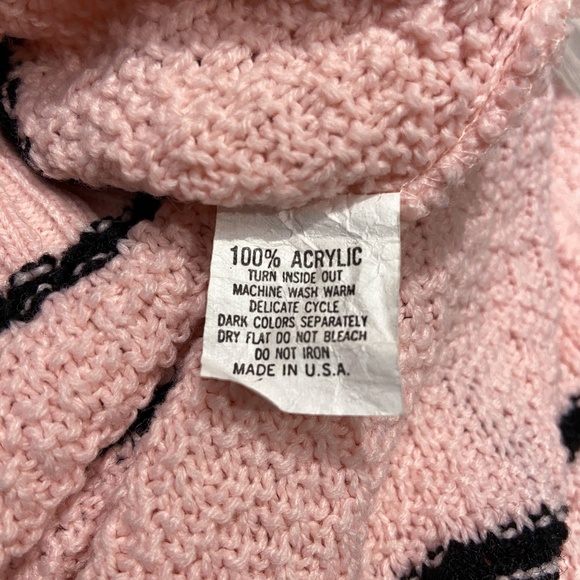Vintage Turtle Bay Pink Black Striped Crew Neck Short Sleeve Sleeveless Sweater - Picture 5 of 13